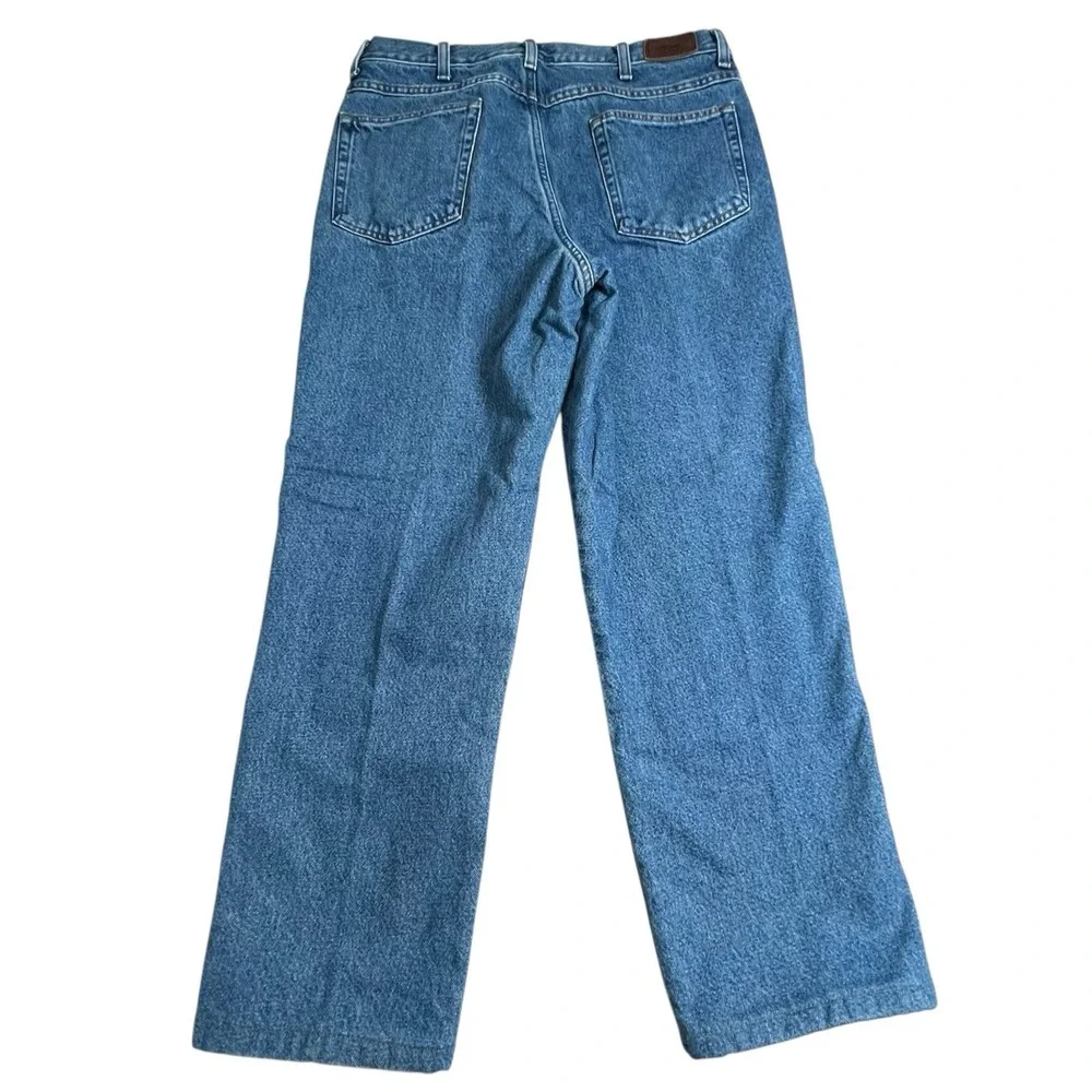 L.L. Bean Mens 34X28 Straight‎ Leg Flannel Lined Medium Wash Jeans (Tag 34X32)